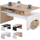 Casaria® Couchtisch mit Ablage Stauraum 92x51x48 cm Kratzfest Holz 50kg Belastbarkeit Modern Groß Wohnzimmer Büro Sofa Couch Tisch Beistelltisch Eiche