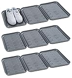 Home4You Schuhabtropfschale 9er Set - je 27 x 35 cm - Kunststoff - Grau - Schuhwanne mit erhöhtem Rand - Schuhablage Schuhtablett Abtropfschale