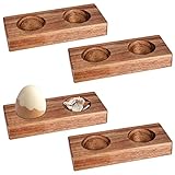Acboor Eierbecher, 4er Set Eierbecher aus hochwertigem Akazienholz - Praktische Eierhalter Frühstück Egg-Cup, Stapelbare Holz Eierbecher