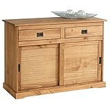 IDIMEX Kommode Savona, Sideboard mit 2 Türen 2 Schubladen, Kiefer massiv, Oberfläche braun lackiert, Buffetschrank, Geschirrschrank, Massivholz
