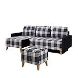 Polstergarnitur Memone, Ecksofa mit Bettkasten und Schlaffunktion Hocker Polsterhocker Modernes Eckcouch Polstermöbel (Gomez 12 + Lobox 05)