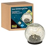 Idena 31244 - Solar LED-Glaskugel mit 20 LED in Warmweiß, inklusive Solar-Modul und wiederaufladbarem Akku, Durchmesser ca. 15 cm, zur dekorativen Beleuchtung für Garten, Terrasse und Balkon