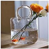 Handtaschenvase, Mundgeblasene Glasvasen Glas Handtasche Vase FüR Blumen Glas Handtasche Vase FüR Blumen, FüR Heimdekoration Dekoration,Style1-Gray