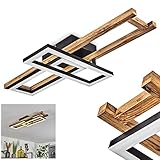 LED Deckenleuchte Ayajasco, moderne Deckenlampe aus Metall/Holz in Schwarz/Natur/Weiß, 850 Lumen, 3000 Kelvin, 1 x LED 20 Watt (inkl.), verstellbare Leuchte im skandinavischen Design mit Holzrahmen