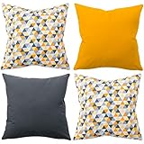 Amilian 4er Set Dekokissen 50x50 Dekokissen mit Füllung und Bezug Kissen mit Bezug Dekoratives Kissen Balkon Dekoration Couch Kissen Sofa Kissen Wohnzimmer Kissen Deko 20x20 inch