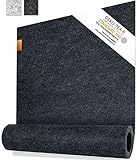 Miqio Design Tischläufer Grau aus Filz | Nachhaltiger Oekotex Filzstoff 150x40 cm abwaschbar | Echtleder Label | Skandinavischer Filzläufer