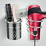 EINFAGOOD Fönhalter Edelstahl, Haartrockner Halter ohne Bohren, Selbstklebende Halterung, Edelstahl Glänzend Poliert (Föhnhalter)