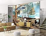 Fototapete Piratenschiff Galeone Wandbild Mustertapete Seidentapete Kinderzimmer Karavelle Karibik 3D Tapete Vlies Effekt Tv Die Fototapete Wandbild Wohnzimmer Schlafzimmer-400cm×280cm
