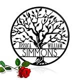 Personalisierter Baum des Lebens Metall Zeichen Familiennamen 2 Vornamen Wand-Deko Acryl Holz Wanddekoration Lebensbaum Geschenke Kunst Dekor Individuelles Geschenk Hochzeitsgeschenk Jahrestag Schild