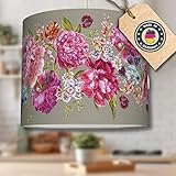 anna wand Lampenschirm/Hängelampe BLUMEN VINTAGE/TAUPE – Schirm für Lampen mit Blumen-Motiv – Sanftes Licht auch für Tischleuchte oder Stehlampe – ø 40 x 34 cm