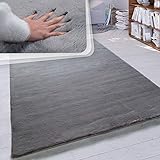 Paco Home Hochflor Teppich Wohnzimmer Schlafzimmer Shaggy Modern Flauschiger Fellteppich Weich Fell Imitat Kunstfell Einfarbig, Grösse:120x160 cm, Farbe:Anthrazit