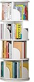 MIXMEY Vertikales Bücherregal, 360 Grad, massives MDF, drehbares Bücherregal, 3/4/5 Regal, drehbares Bücherregal, Zuhause, hochdichtes Bücherregal mit Schallwand (Größe: 40 x 98 cm, Farbe: Grün)