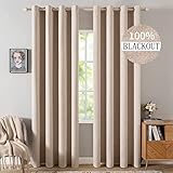 MIULEE 100% Leinenoptik Blickdichte Gardinen Vorhänge Wärmeisolierende Vorhänge mit Ösen Blickdicht Wohnzimmer Kälteschutz Verdunklungsvorhang 2er Set, 140 x 225 cm Beige