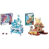 LEGO 41168 Disney Frozen Die Eiskönigin 2 Elsas Schmuckkästchen für Kinder ab 6 Jahre & 43210 Disney Princess Vaianas Katamaran Spielzeug Boot mit Vaiana und Sina Prinzessinnen Mini-Puppen & Delfin