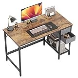 Cubiker Computer Home Office Schreibtisch mit Schubladen, 160x60 cm Kleiner Schreibtisch Arbeitszimmer Schreibtisch, Moderner einfacher PC-Schreibtisch, Braun