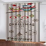 Hundnsney Vorhänge Wohnzimmer Modern Blickdicht 2Er Set 3D Weihnachtseule Muster Schlaufenschal Verdunkelungsvorhang Vorhänge Lärmminderung Gardinen Fensterdekoration 260X280cm(HxB)