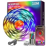 KSIPZE Led Strip 10m RGB LED Streifen mit Fernbedienung Bluetooth Musik Sync Timer-Einstellung Dimmbar Farbwechsel Led Lichterkette Lichtband Leiste Band für Zuhause Partei deko