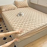 Spannbettlaken 100 x 200cm 3Stück, einfarbig, Bettlaken und Kissenbezug aus gebürsteter Baumwolle, All-Inclusive-Soja-Steppschutzbezug für Hotel-Apartments, Khaki