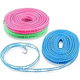 3 Stück rutschfeste Wäscheleine, 10m Winddichte Wäscheleine Camping Tragbar Reisewäscheleine Flexible Wäscheleine für Innen- und Außenbereich (Rosa, Blau, Grün)