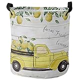 Wäschesammler Summer Farm Truck Tropical Lemon Aus Holz Kleider Tasche Faltbare Handtuchkorb Stabilem Aufbewahrungskorb Für Waschküche Bad Wäsche,40X50Cm