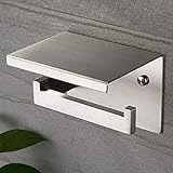 RUICER Toilettenpapierhalter Ohne Bohren mit Ablage Klopapierhalter zum Kleben, Selbstklebend Toilettenpapierrollenhalter Edelstahl Klorollenhalter für Küche und Badzimmer
