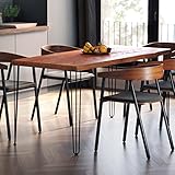 LAMO Manufaktur Esstisch Küchentisch Schreibtisch Couchtisch aus Massivholz, mit Baumkante 140x80x76 cm (AxBxH), Creative, Dunkel/Schwarz, LAB-01-A-004-9005Cr