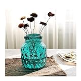 Dekorative Vase Glasvase, transparent, Hydroponik, blau, gepunktet, Glasvase, Zuhause, Handwerk, Ornament, Blumenschmuck, Zubehör, Vasen, Töpfe Vase (Size : S)