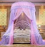 Beyeutao Betthimmel Babybett Prinzessin Baldachin Rosa Violett Betthimmel Mädchen Babybett Kinder Himmel Baldachin Kinderzimmer Himmelbett. (Rosa und Violett)