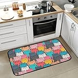 Katzen-Fußmatten, bunt, rutschfest, gepolstert, komfortabel, saugfähig, Bodenläufer, Teppich, Badteppich, für Eingangsbereich, Badezimmer, Schlafzimmer, Heimdekoration, 99,1 x 50,8 cm