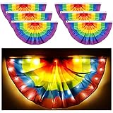 Boyiee 6 Stück beleuchtete Regenbogen-Wimpelkette, Gay Pride, plissiert, Flagge, 0,5 x 0,9 m, Regenbogen-Halbfächer, Banner, Dekorationen für LGBTQ, Paraden, Feiern, Festival, Outdoor-Partyzubehör