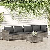 Yolola 5 STK Gartenmöbel Set Lounge Set Loungemöbel Sofa Rattan Balkonmöbel Balkonlounge Gartenlounge Gartensofa Balkon Terrasse Terrassenmöbel Ecksofa Garten Grau#3