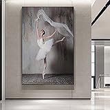 Elegante Tänzerin, Leinwandgemälde, Retro-nostalgische Ballerina, Poster und Drucke, Wandkunst, Bilder für Wohnzimmer, Wanddekoration, 60 x 90 cm, Rahmen