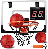 Mini Basketballkorb Indoor Kinder - SUPER JOY Basketballkorb für Zimmer mit 3 Ball — Mini Hoop mit Elektronische Anzeigetafel - Basketballkorb Outdoor Wandmontage für Schlafzimmerbüro 43X32cm