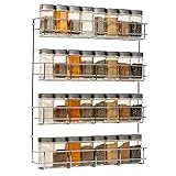 Copa 4-Etagen Gewürzregal Chrom - Gewürzregal hängend - Wand Spice Rack für 4 x 8 Gewürzgläser (ohne Gläser) - Hängender Gewürzständer - Gewürzregal für Küchenschrank – Platzsparende Küchenregal