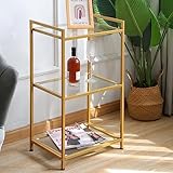 Blasinc Bücherregal, 3-stöckiges goldenes Bücherregal, schlankes Regal für Display-Aufbewahrung, Bücherregal, Eckpflanzen, Schlafzimmer, Badezimmer, Heimbüro, goldenes Regal (Gold, drei Etagen)
