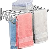 Kunyun Wäscheständer zur Wandmontage, zusammenklappbar, für den Innen- und Außenbereich, erweiterbar, Wäsche- und Außenbereich, rostfrei, Akkordeon, einziehbar, für Zimmer/Badezimmer, Turm-Wäschest