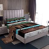 Castle Fairy Spannbettlaken-Set aus Holz mit 2 Kissenbezügen, Landhausstil, für Teenager, Wohnmobil, Reiseanhänger, Bettlaken, Luxus-Mikrofaser, Queen-Size-Größe