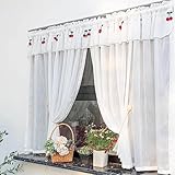 Kurzer Vorhang für die Küche, halbe Küchenfenstervorhänge, Volants, Café-Vorhänge, 1 Stück Trennwand/Dekorativ/Privatsphäre– halbdurchsichtige Voile-Vorhänge für Tür/Balkon/Esszimmer/Garten, 300*