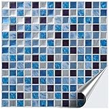 FoLIESEN 3D Fliesenaufkleber für Bad, Küche, Badezimmer - Mosaikfliese Blau - Fliesen-Folie selbstklebend - Mosaik Ocean, -:8 Stück