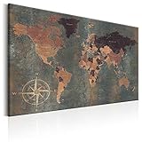 decomonkey Akustikbild Weltkarte 90x60 cm 1 Teilig Leinwand Modern Bilder Wandbilder XXL Schallschlucker Schallschutz Akustikdämmung Wandbild Deko Leise bunt Welt Karte Landkarte Kontinente