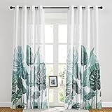 PONY DANCE Wohnzimmer Gardinen Modern 2er Set H 240 x B 132 cm Voile Gardinen Weiss Leinenopik Vorhang Transparent Balkontür Gardine Dekoschals Vorhänge mit Muster Ösenvorhang Halbtransparent