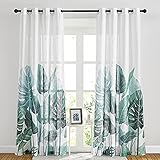 PONY DANCE Wohnzimmer Gardinen Modern 2er Set H 240 x B 132 cm Voile Gardinen Weiss Leinenopik Vorhang Transparent Balkontür Gardine Dekoschals Vorhänge mit Muster Ösenvorhang Halbtransparent