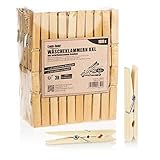 com-four® 100x Wäscheklammern XXL aus Bambus - große nachhaltige Holzklammern - unbehandelte Bambus-Klemmen ca. 9,5 cm zum Wäscheaufhängen, Basteln und Dekorieren (Bambus - 100 Stück XXL)