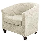 FZ FUTURE Jacquard Cocktailsessel Hussen Stretch Loungesessel Sesselbezug Universal-Sofabezug mit Rückenlehne Waschbar Sesselschoner Couch Überwurf für Wohnzimmer-Clubhotels,Beige