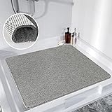 Duschmatte rutschfest, 53 x 53 cm Weich Komfort Sicherheits Badewannenmatte, Antibakterielle Badematte mit Ablauflöchern, Antirutschmatte Dusche für Badewanne und Nassbereiche