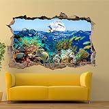 3D lebendige Wandtattoos NATURE TROPICAL SEA FISH WALL STICKERS 3D ART WANDBILDER ZIMMER BÜRO SHOP DEKOR