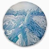 Designart Blaue Eis-Hummocks im Sibiriensee, Baikallandschaft, bedruckt, rund, Kissenbezug für Wohnzimmer, Sofa, 50,8 cm