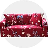 Carvapet Sofaüberwurf 2 Sitzer Sofabezug Couch Überzug Stretch, Rote Blume
