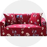 Carvapet Sofaüberwurf 2 Sitzer Sofabezug Couch Überzug Stretch, Rote Blume