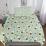 HMLTD Karikatur Bettwäsche Set 3D Print Bettbezug Avocado Bettwäsche Mikrofaser Bettbezug, Mit Reißverschluss Und Kissenbezug Für Schlafzimmer, Weiche Bequemer Single（135x200cm）